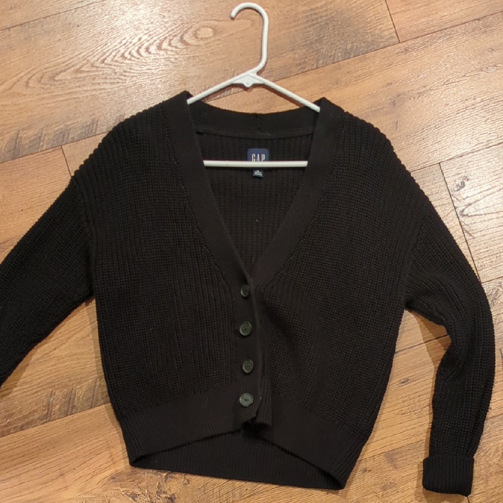 GAP Women's Classic Black Button-Up Cardigan